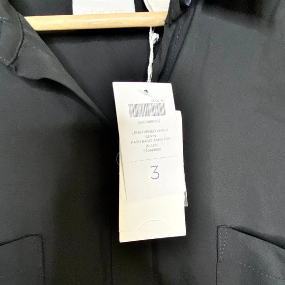 NWT Chico's 3 Lengthened Layer Bevin Basic Tank Top Sheer Black Button Down XL - Picture 5 of 10
